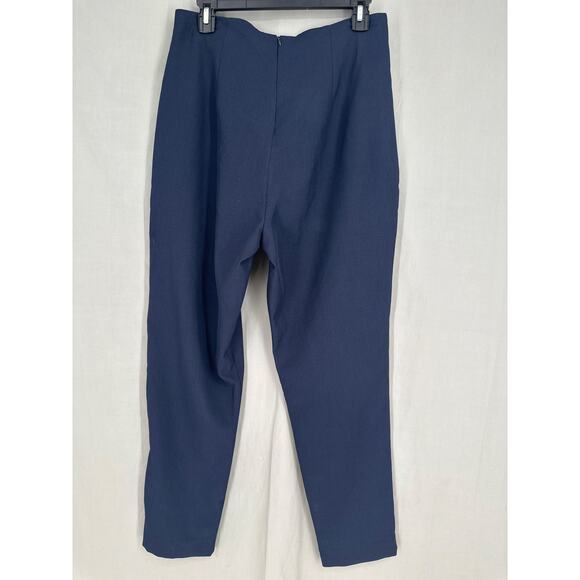 Never Fully Dressed Pants Women 8 Navy Blue High Rise Straight Stretch Zip Ankle - Picture 3 of 10